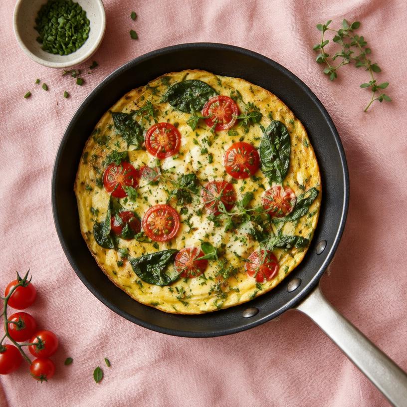 Omelette épinards et tomates cerises